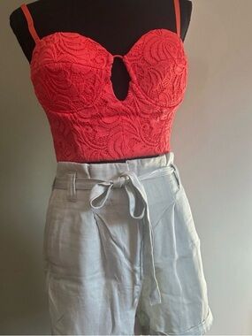 Coral Lace Bustier Top